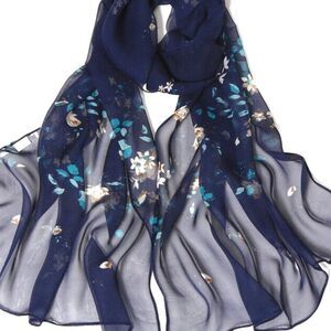 Womens Gorgeous Faux Silk Floral Multicolored Design Extra Long Scarf